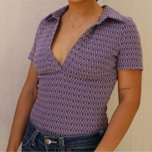 Purple retro print shirt (Size Small)